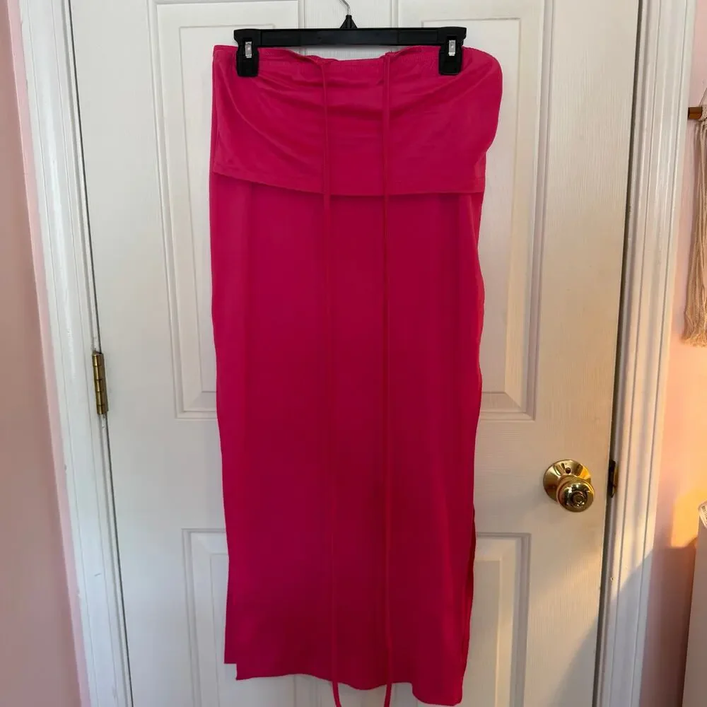 Women's Pink Tube Top and Maxi Skirt Two Piece Set Size Large